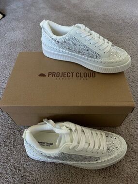 White rhinestone sneakers